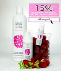 Cosmética ecológica de azahar y frambuesa.